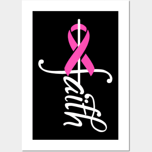 Faith Cancer Support Ribbon Breast Cancer Awareness Posters and Art